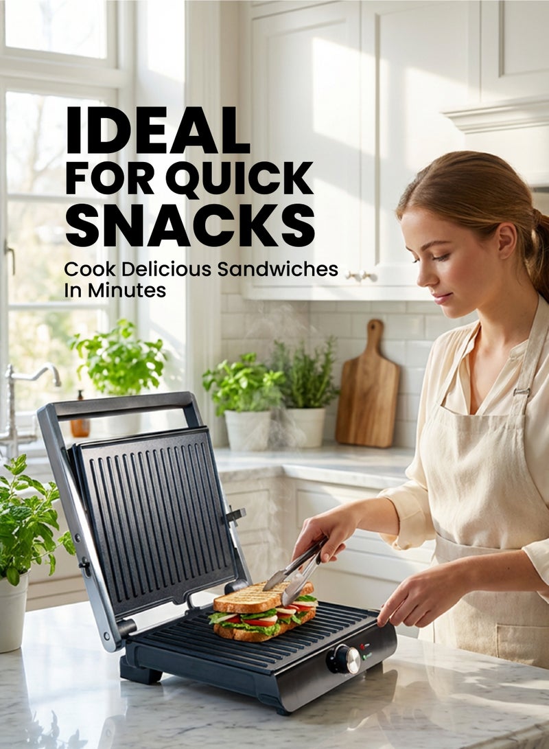 تيم TEAM Contact Grill – Electric Grill for Sandwiches, Panini, Meat & Vegetables | Non-Stick Plates, Adjustable Temperature, 2200W Power, Compact Design - Image 2